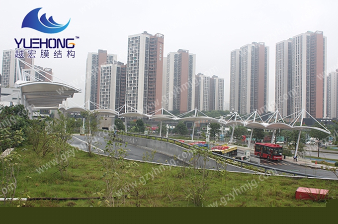 廣州黃埔某公交車站膜結構停車棚案例
