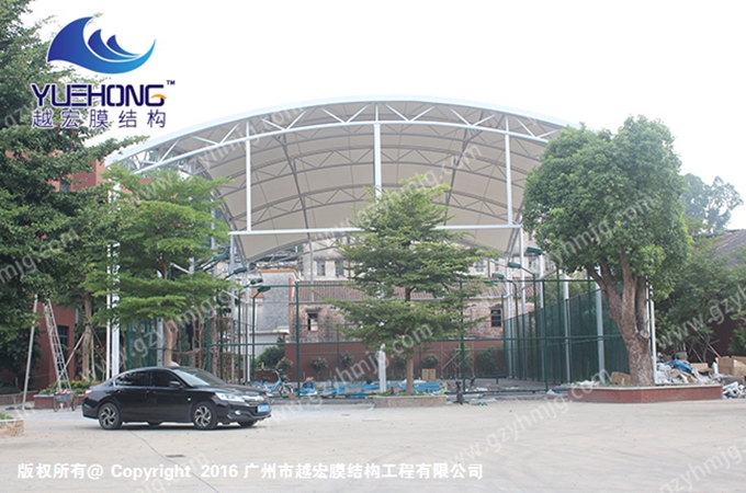 廣州某集團籃球場膜結構遮陽棚