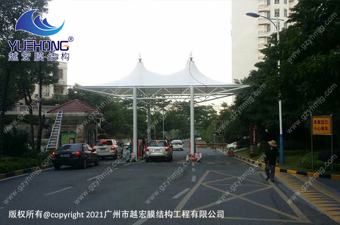 廣州某小區膜結構遮陽棚工程案例